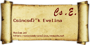 Csincsák Evelina névjegykártya